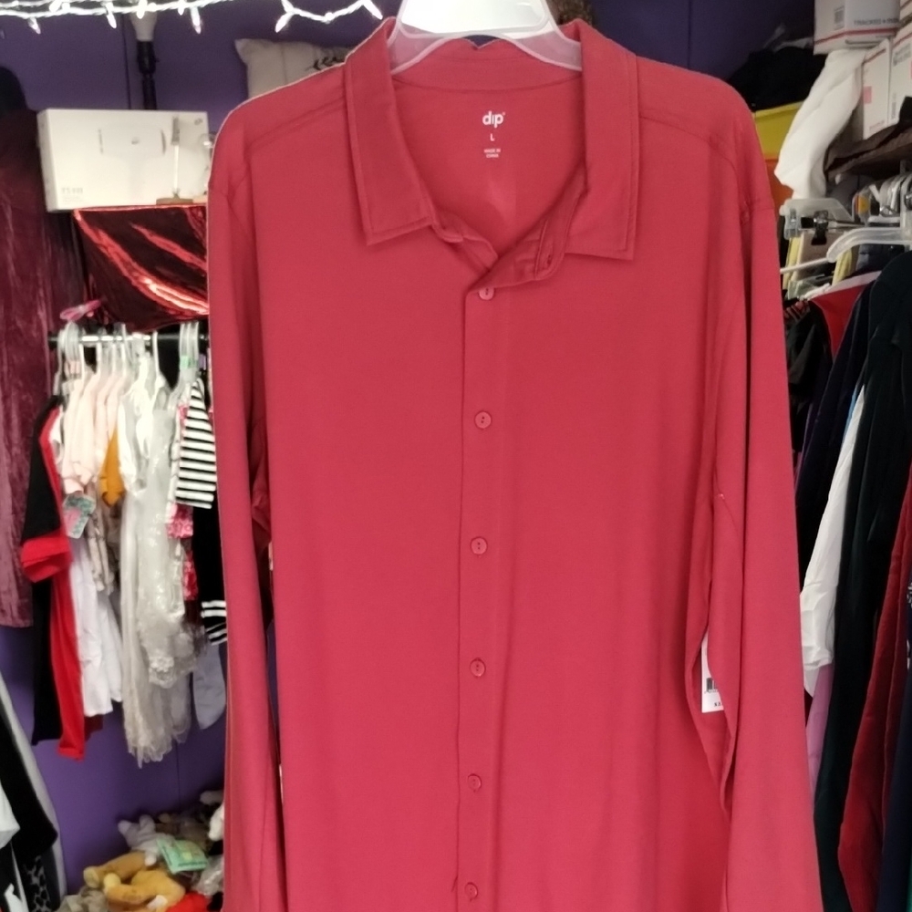 Dip Men'sRed Button-Up Shirt